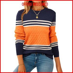 Soft Crewneck Pullover Sweater, Long Sleeve Knit Top for Fall